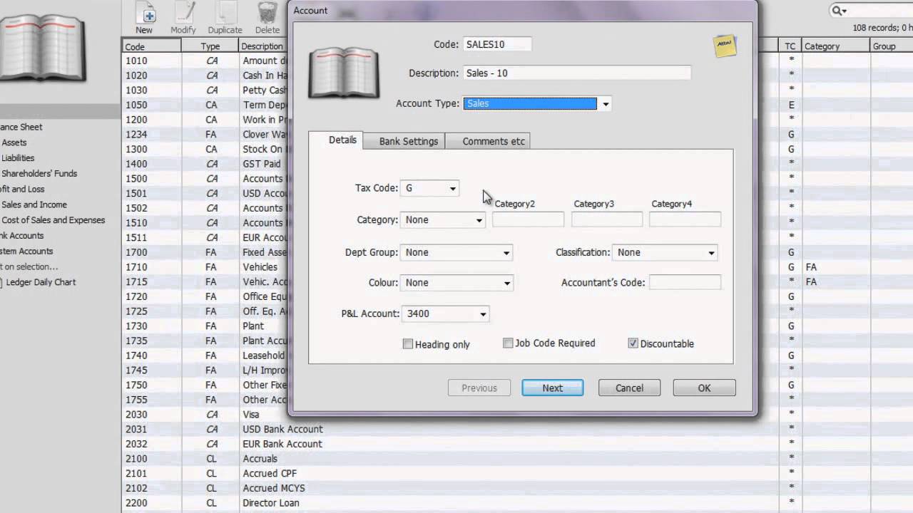 Moneyworks Creating a Chart of Account