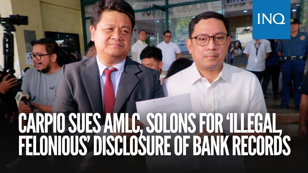Carpio sues AMLC, solons for &lsquo;illegal, felonious&rsquo; disclosure of bank records