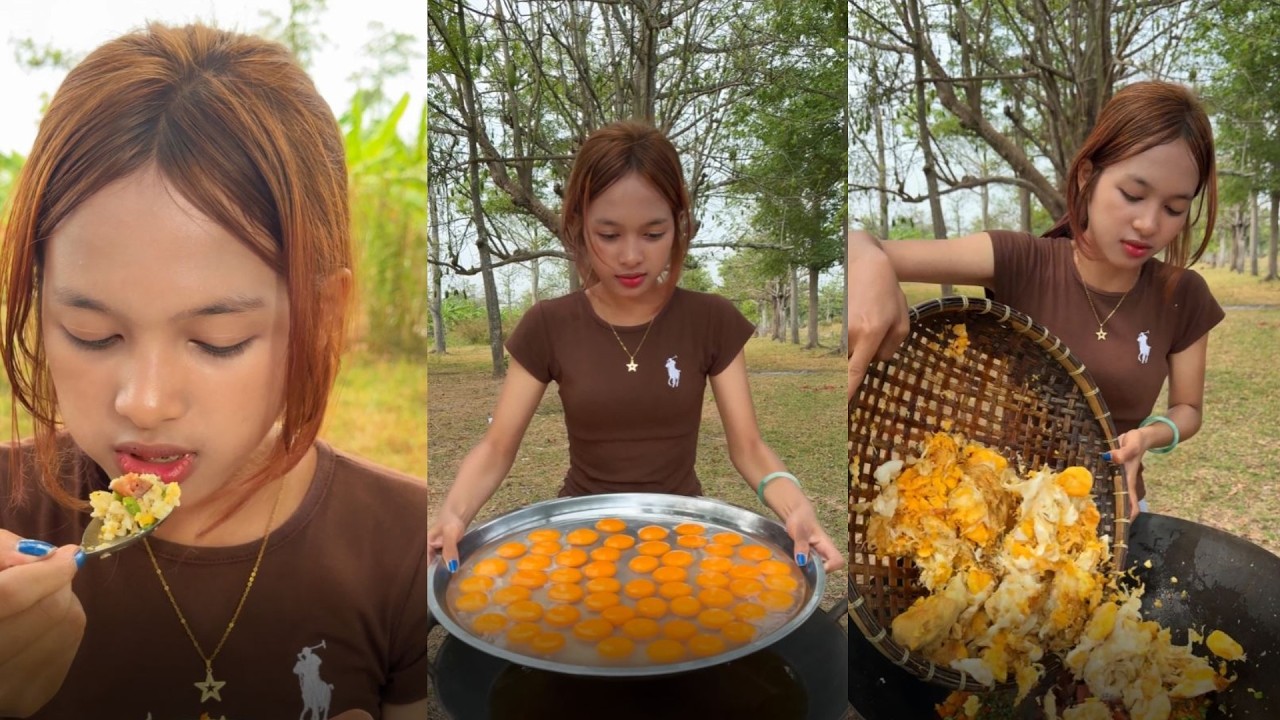 Amazing cooking deep fried egg for fry rice recipe