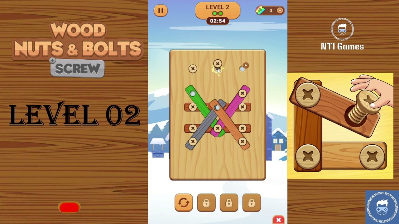 Wood Nuts and Bolts Screw Level 02