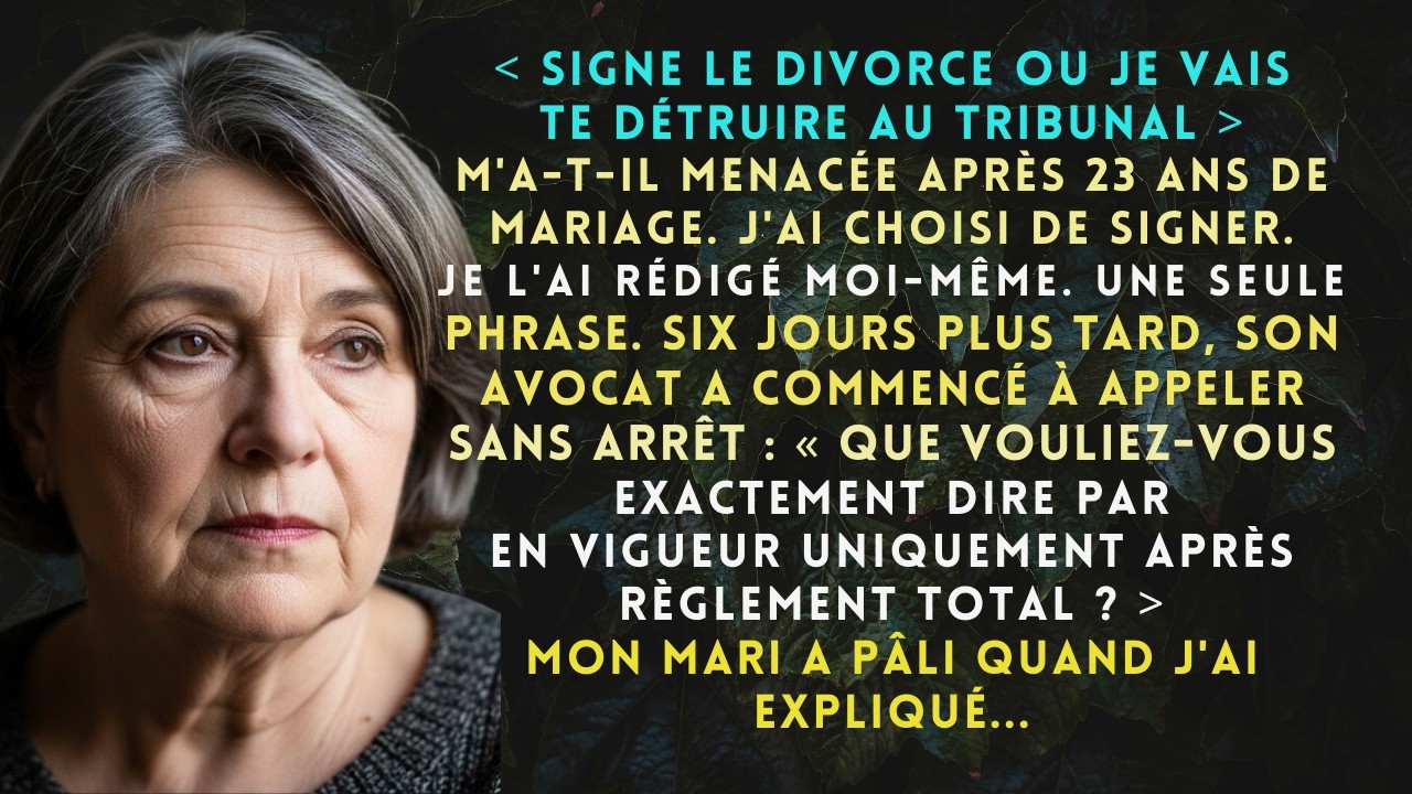 Mon mari a forcé le divorce après 23 ans de mariage… grosse erreur  Son avocat m’appelle sans a