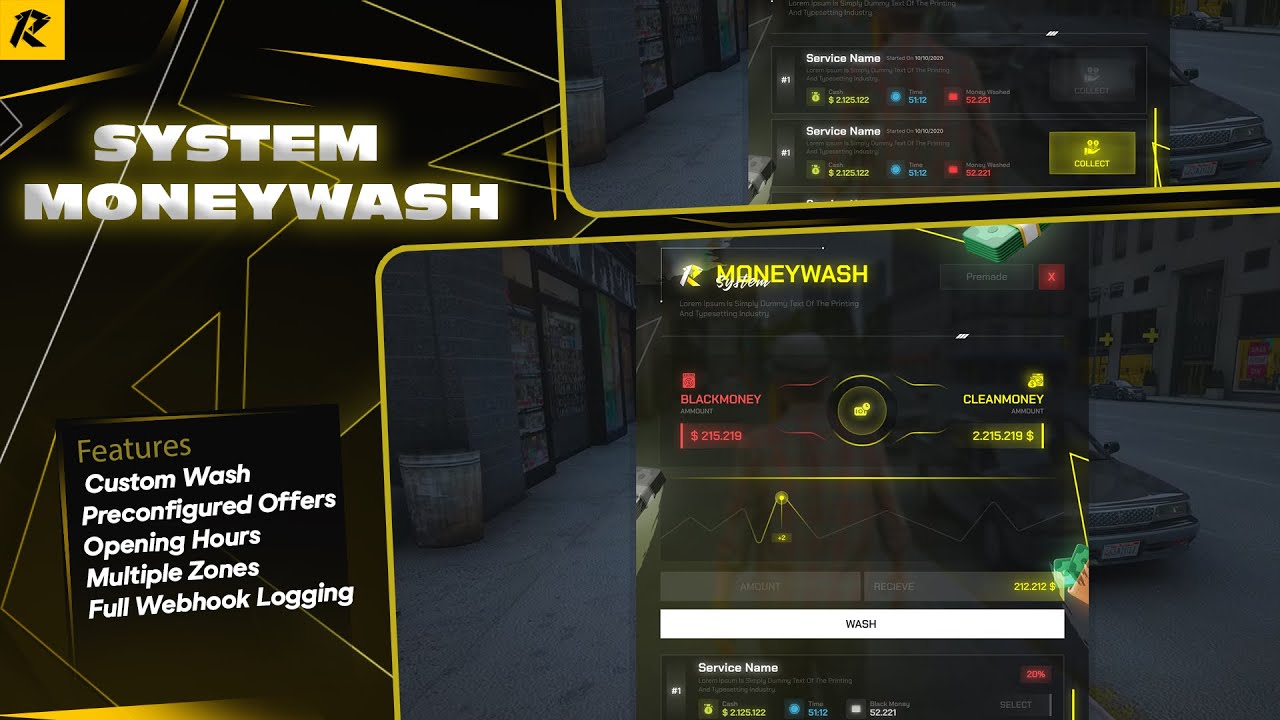 FiveM Moneywash System | Opening Hours, ESX/QB, Webhooks & Full Config Support