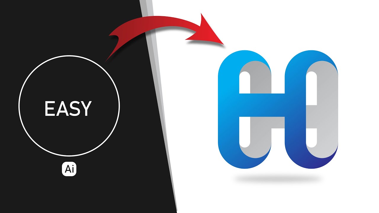 The Modern H Logo Design Super Easy | Techniques For Experts & Beginners   Adobe Illustrator