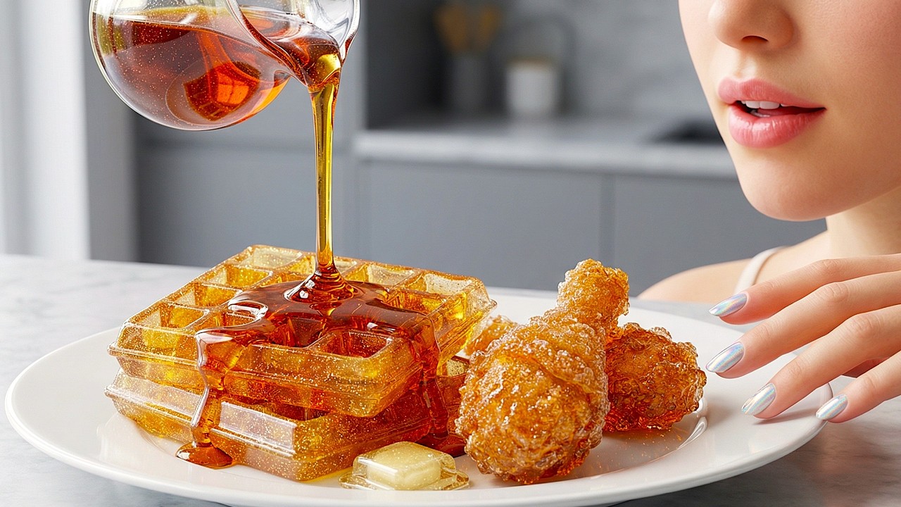Can't Stop Watching This GLASS Chicken and Waffles