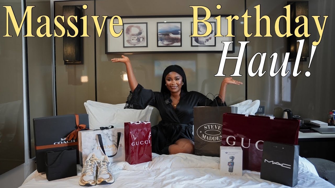 MASSIVE BIRTHDAY HAUL🛍️ |Luxury unboxing from:Coach+DJI osmo pocket 3+Gucci+Steve madden+Custom wig