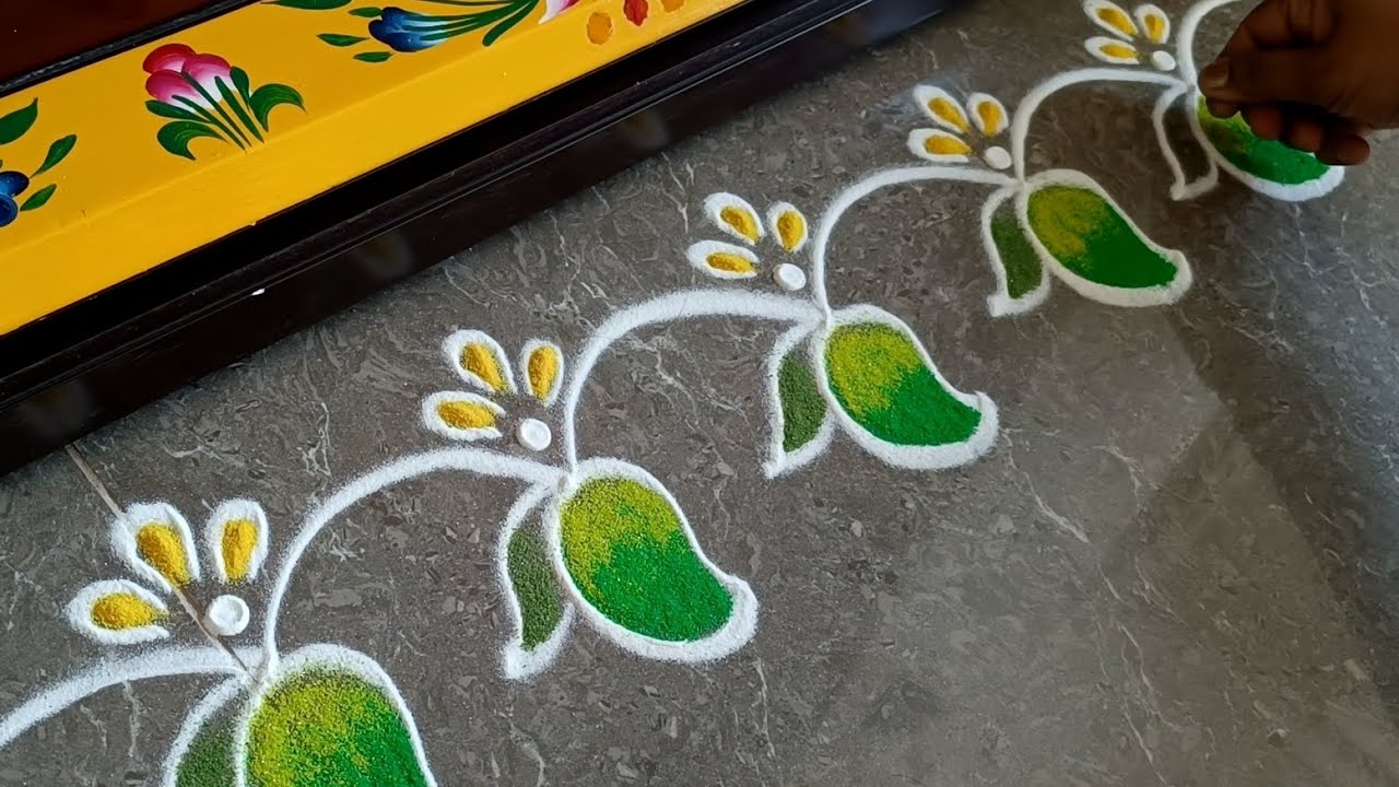 Beautiful border rangoli designs | Ugadi muggulu | Festival rangoli | Ugadi special rangoli designs 