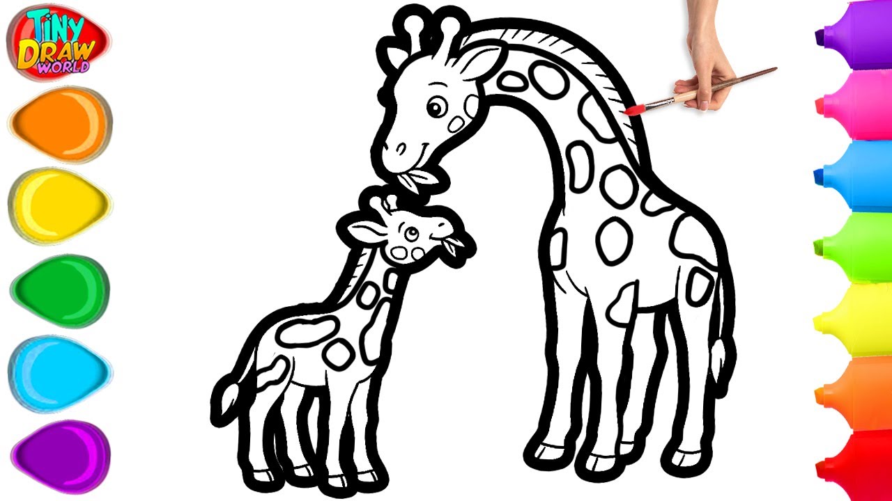 🦒 Как нарисовать милую мать-жирафа с детенышем | Простой пошаговый урок