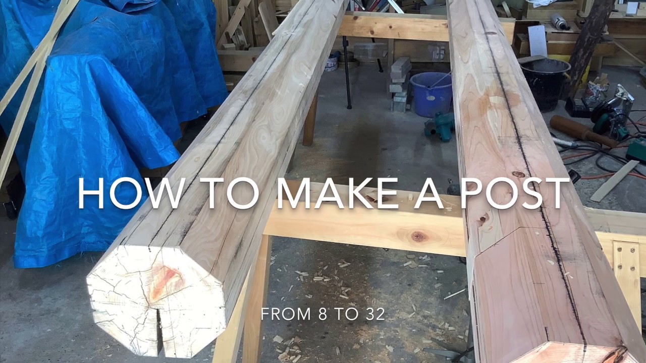 Japanese torii gate production day31. How to make a post.From 8 to 32.丸柱