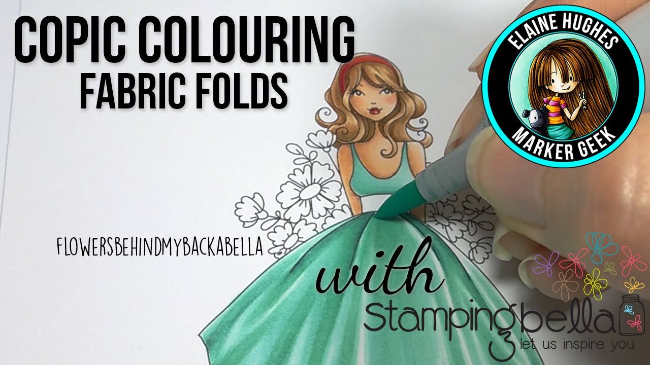 Copic Colouring Fabric Folds or Pleats featuring Stamping Bella