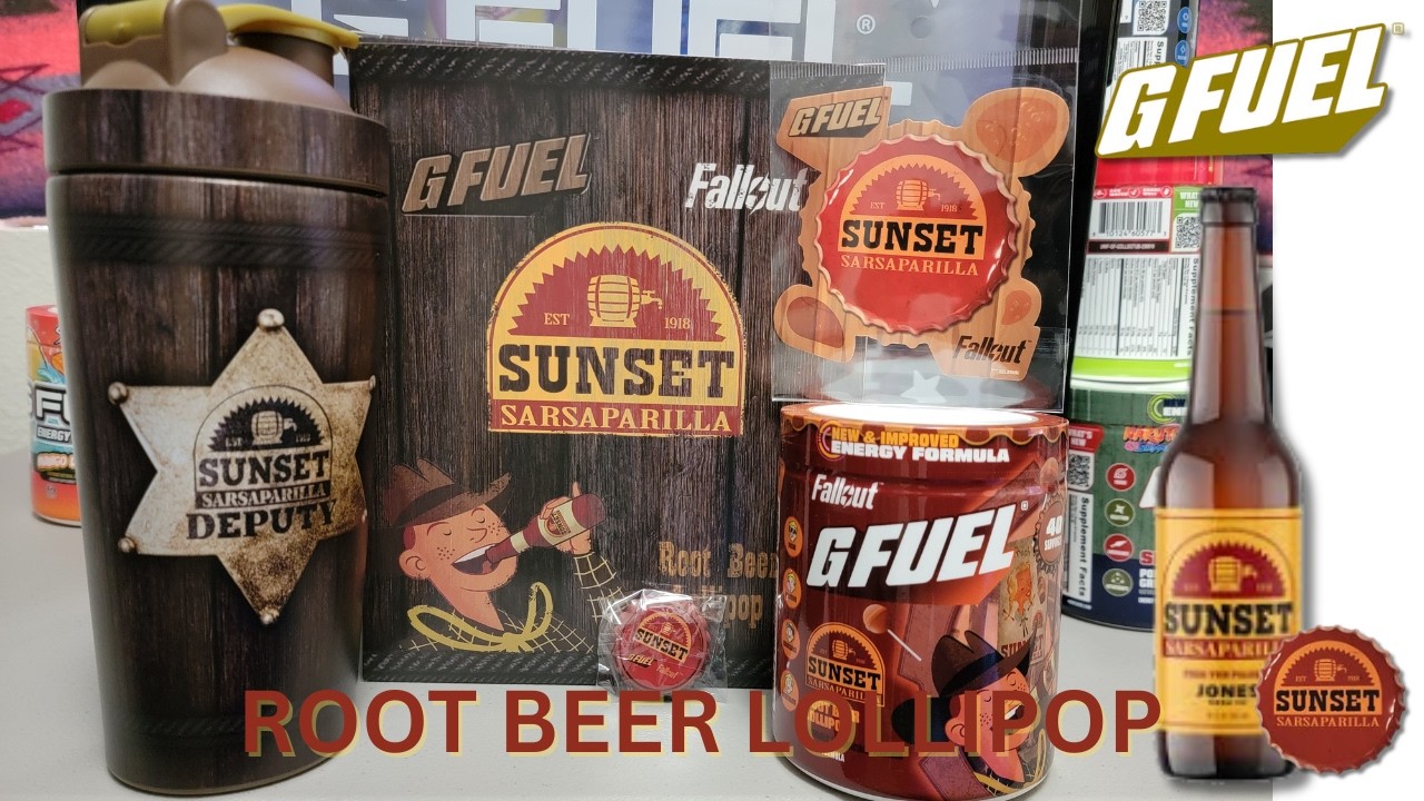 NEW G FUEL Sunset Sarsaparilla Root Beer Lollipop Review
