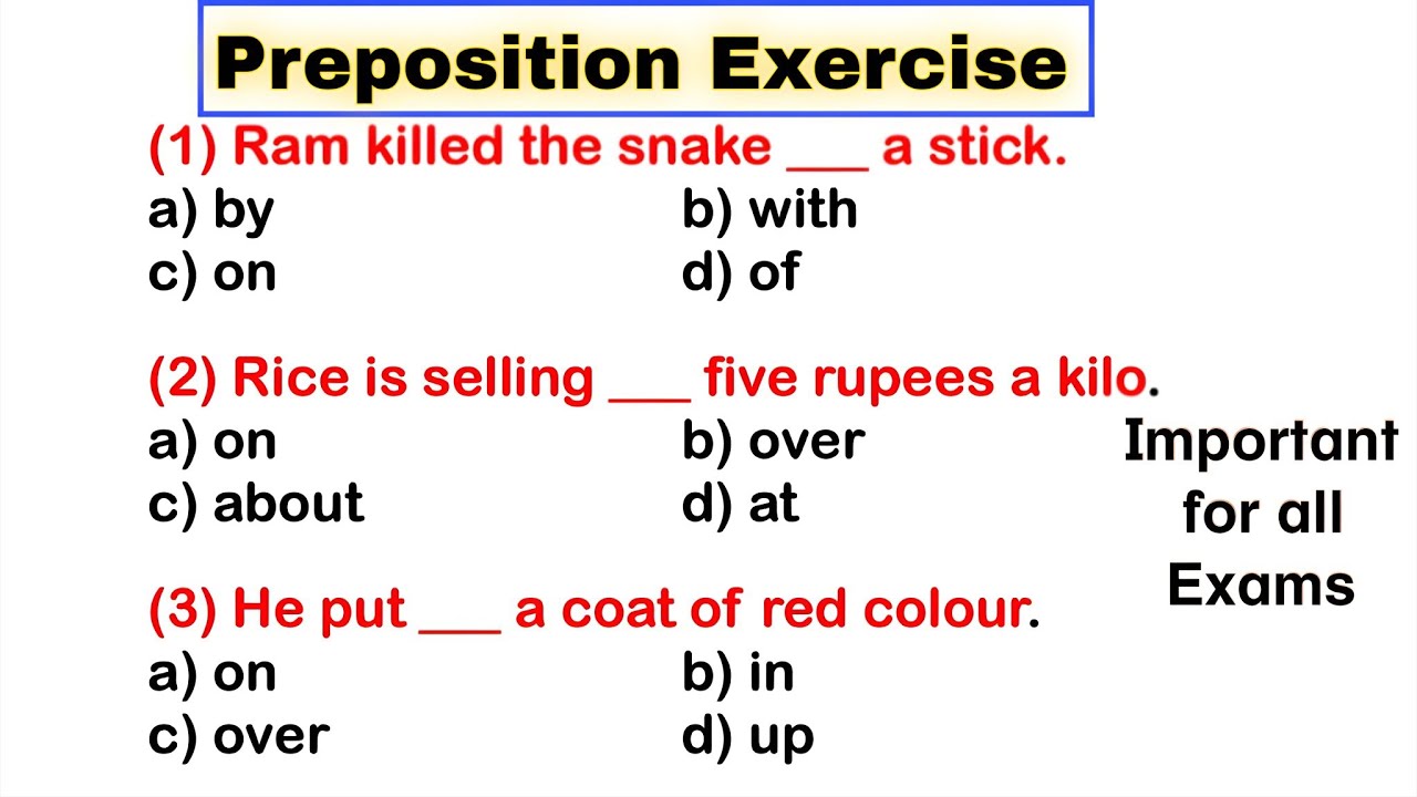 Preposition MCQs for SSC, CTET, KVS, DSSSB, TET | #EnglishGrammarQuiz #PrepositionExercise