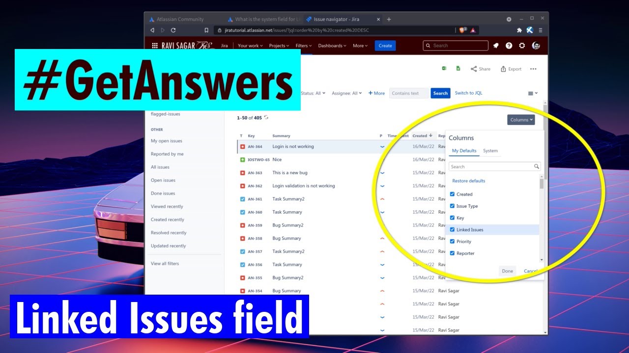GetAnswers - Where is the linked issues field?