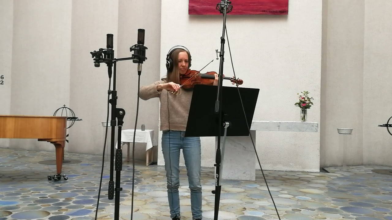 Recording violin for a soundtrack.