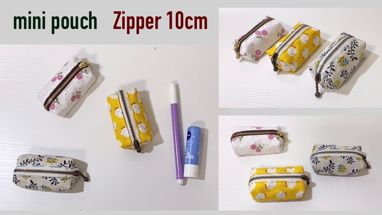 ミニ10cmファスナーボックスポーチ作り方 ハギレ活用！mini zipper 10cm box pouch tutorial