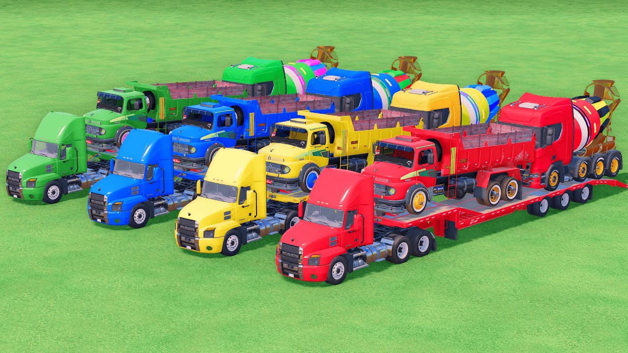 TRANSPORT WITH COLORS | MIXER TRUCK | FLATBED TRAILER | SATISFYING GAMEPLAY | FS22 #17