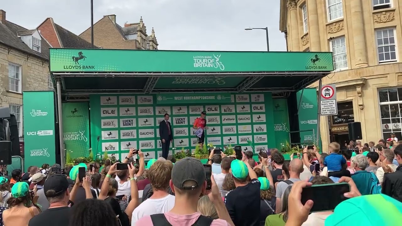 Tour of Britain 2024 - Stage 5 - Finish in Northampton. Connor Swift winning the Combativity Award.