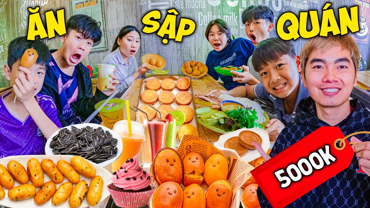 Thái Chuối Thử Thách Người Cuối Cùng Rời Khỏi Quán Ăn Vặt Cổng Trường - Ăn Hết Menu