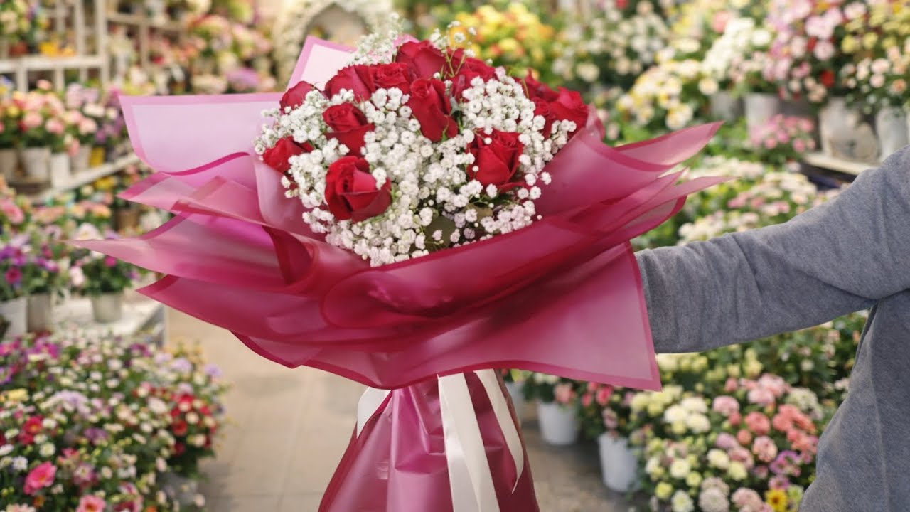 Flower Bouquet Tutorial: Make a Professional baby breath and Rose Arrangement at Home