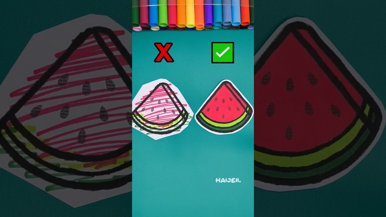 🍉 Rough Watermelon vs Perfect Watermelon art ✂️✨#cuttingskills #art #haijeii