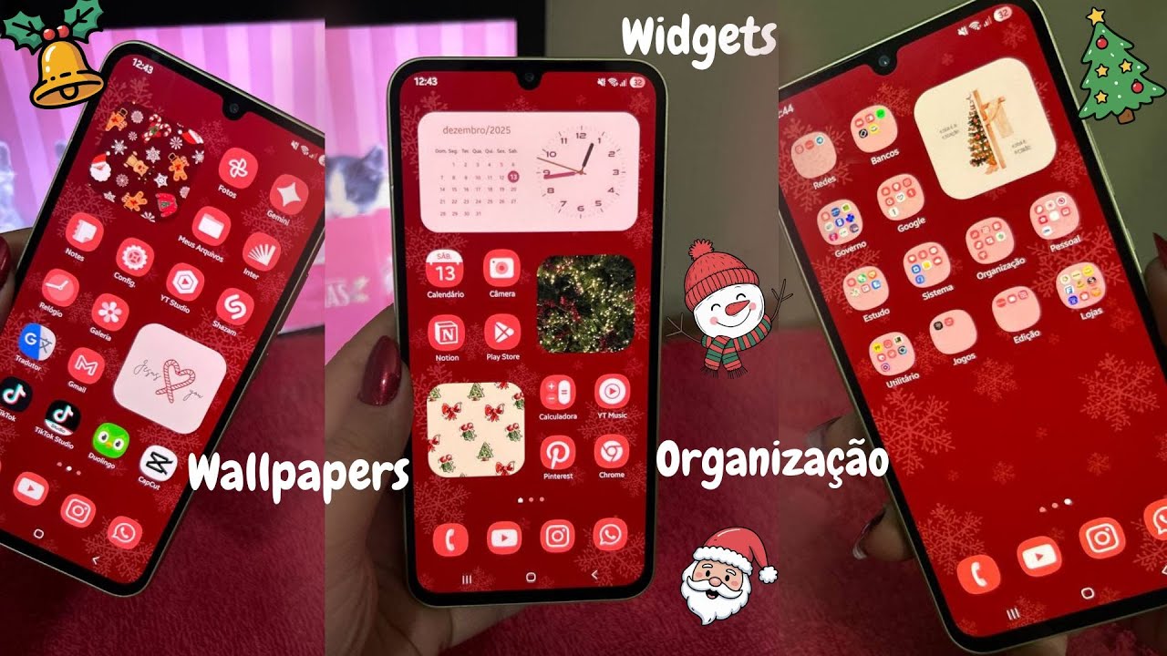 Personalizando e Organizando | Tema Natal 🎄 | (Wallpapers, widgets e ícones) | Samsung A34🎄