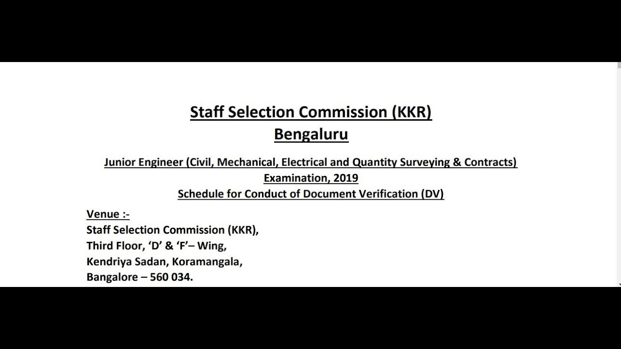 Good news SSC JE ( Junior engineers exam ) latest official update  / SSC JE 2019 DV Date out !