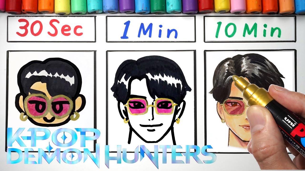 Drawing Jinu in 30Sec.1Min.10Min(KPop Demon Hunters)