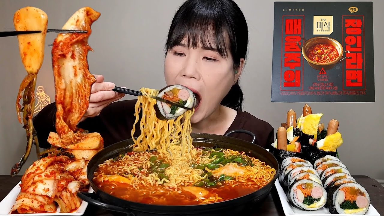 мукбанг, пряный, кимчи, ramen. АСМР.