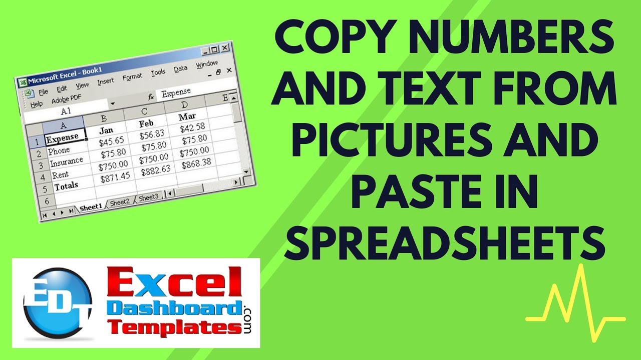 Copy Numbers and Text from Pictures and Paste in Excel Spreadsheets