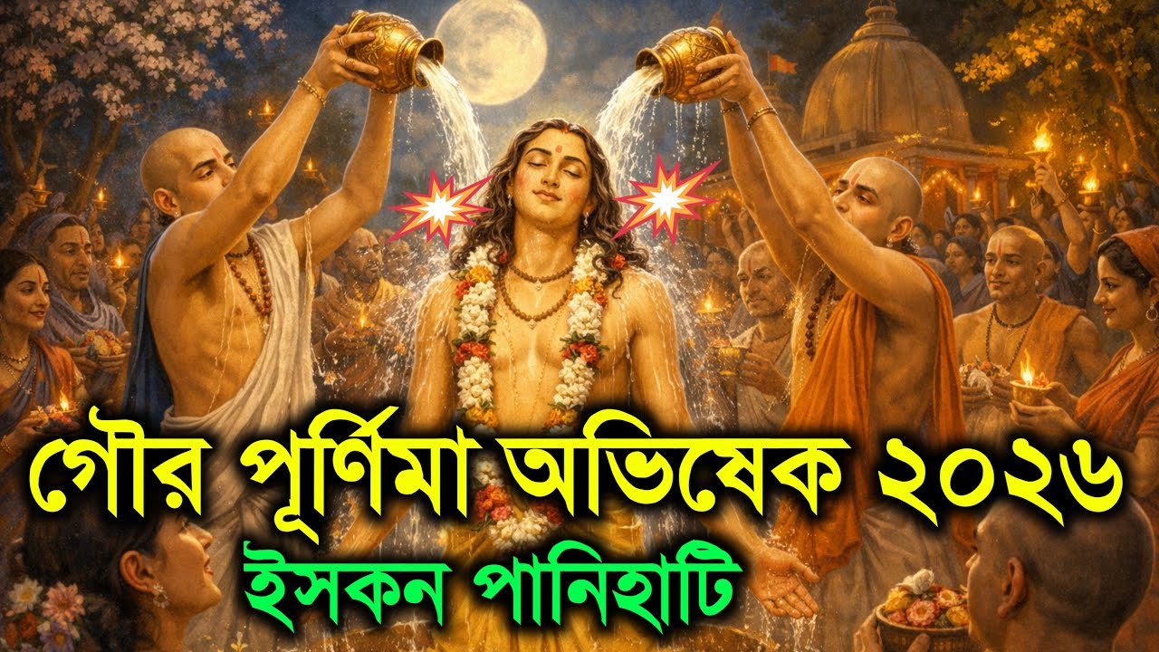 গৌর পূর্ণিমা অভিষেক ইসকন পানিহাটি gaura purnima abhishek 2026 iskcon panihati temple