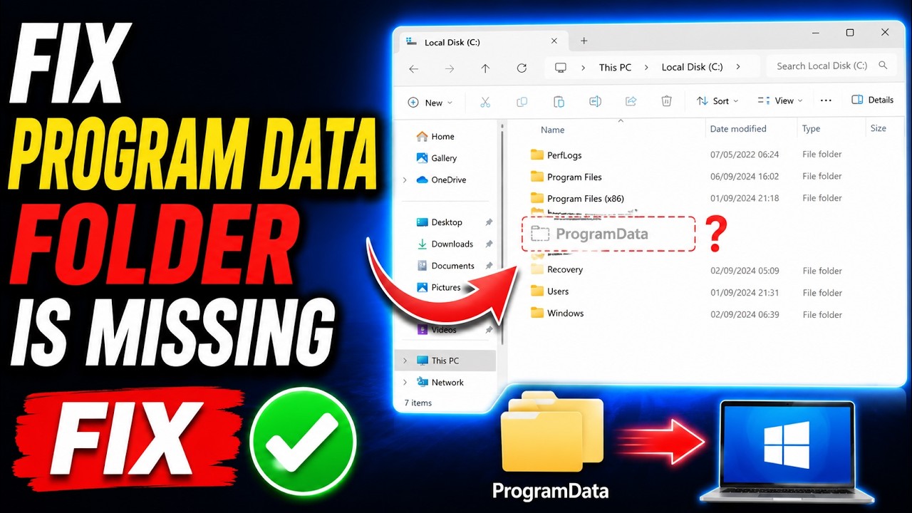 Program data folder is missing in Windows 10/8/7 || Fixed