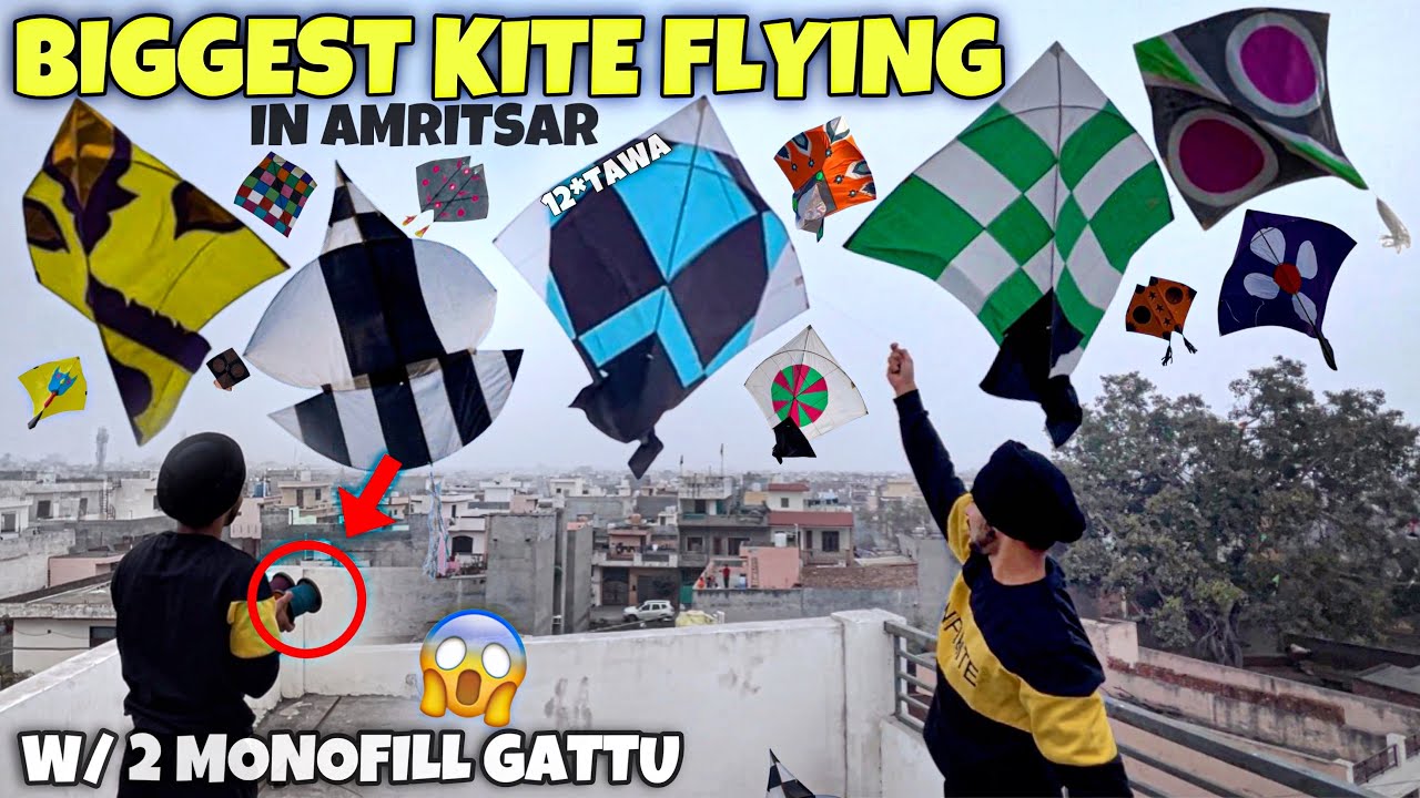 Biggest Kite Flying Vlog😱In Amritsar🪁W/2 Gattu🥶12*Tawa
