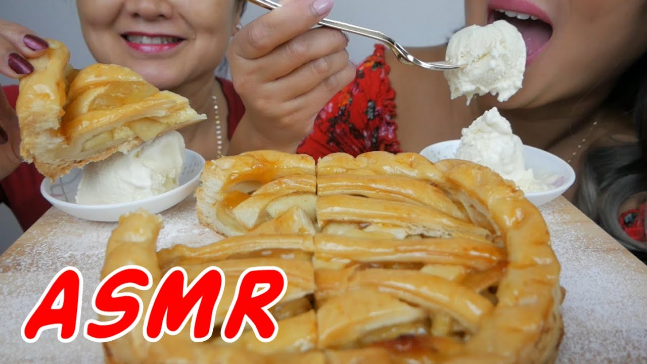 ASMR French Butter Crust Apple Tart | Eating Sounds | Light Whispers | Nana Eats & N.E Let's Eat