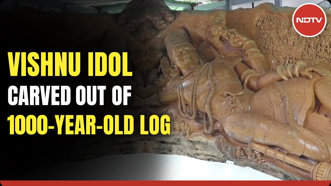 Rare 1,000-Year-Old Teak Log Converted Into Unique Vishnu Sculpture In Hyderabad