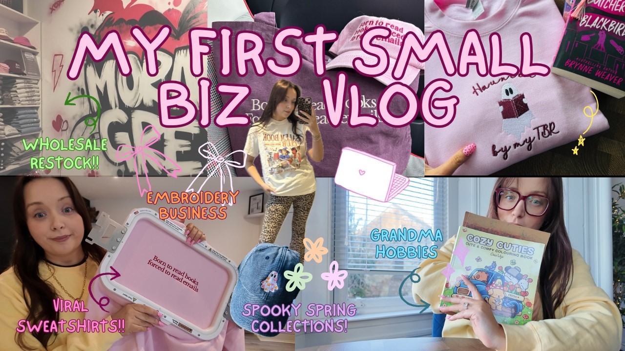 My first vlog! Spend a few days in my small embroidery business & restock at Morally Grey Bookstore