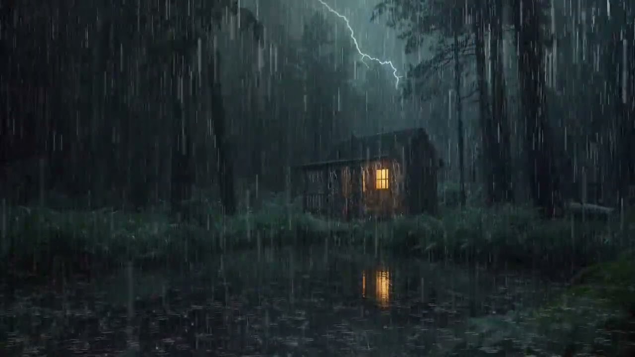99% of YOU will Fall Asleep Fast | Strong Rain & Mighty Thunder on the Roof of Forest House at Night