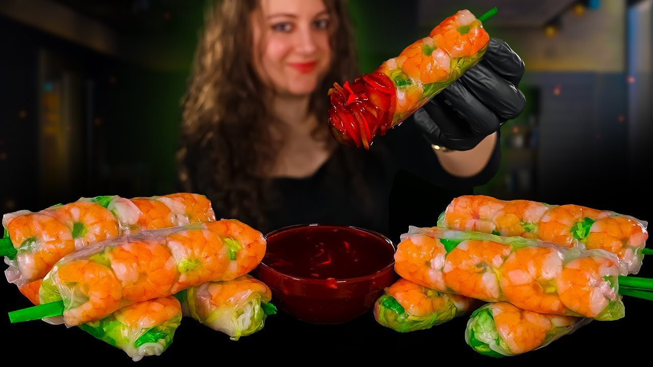 ASMR SHRIMP SPRING ROLLS & PEANUT SAUCE MUKBANG | EXTREME CRUNCH | ASMR FOOD | ASMR EATING