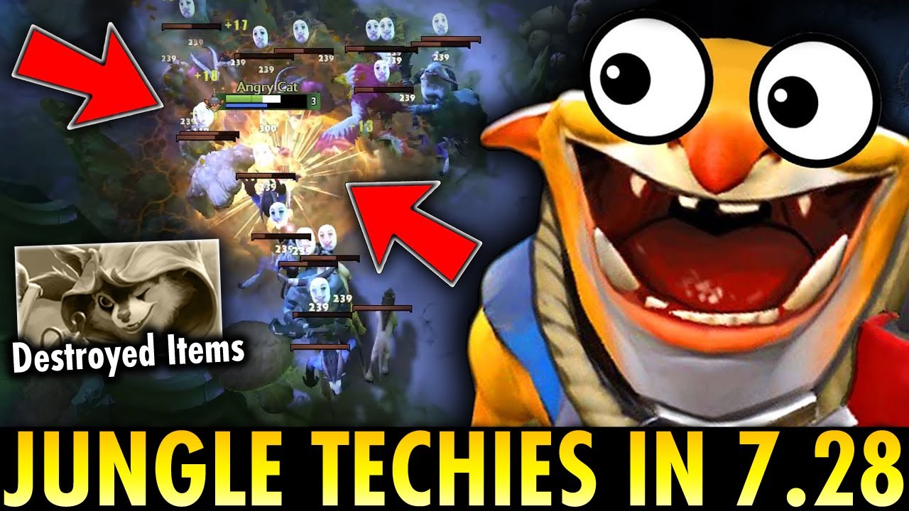 HE JUNGLE TECHIES IN 7.28 PATCH!! He makes Hoodwink Destroyed Items | Techies Official