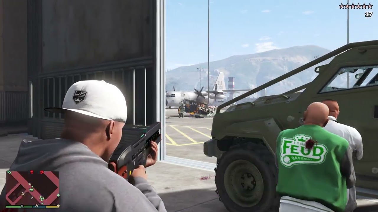 GTA V: Franklin, Lamar, Families Vs Military Fort Zancudo 10 Star Cop Battle + Escape