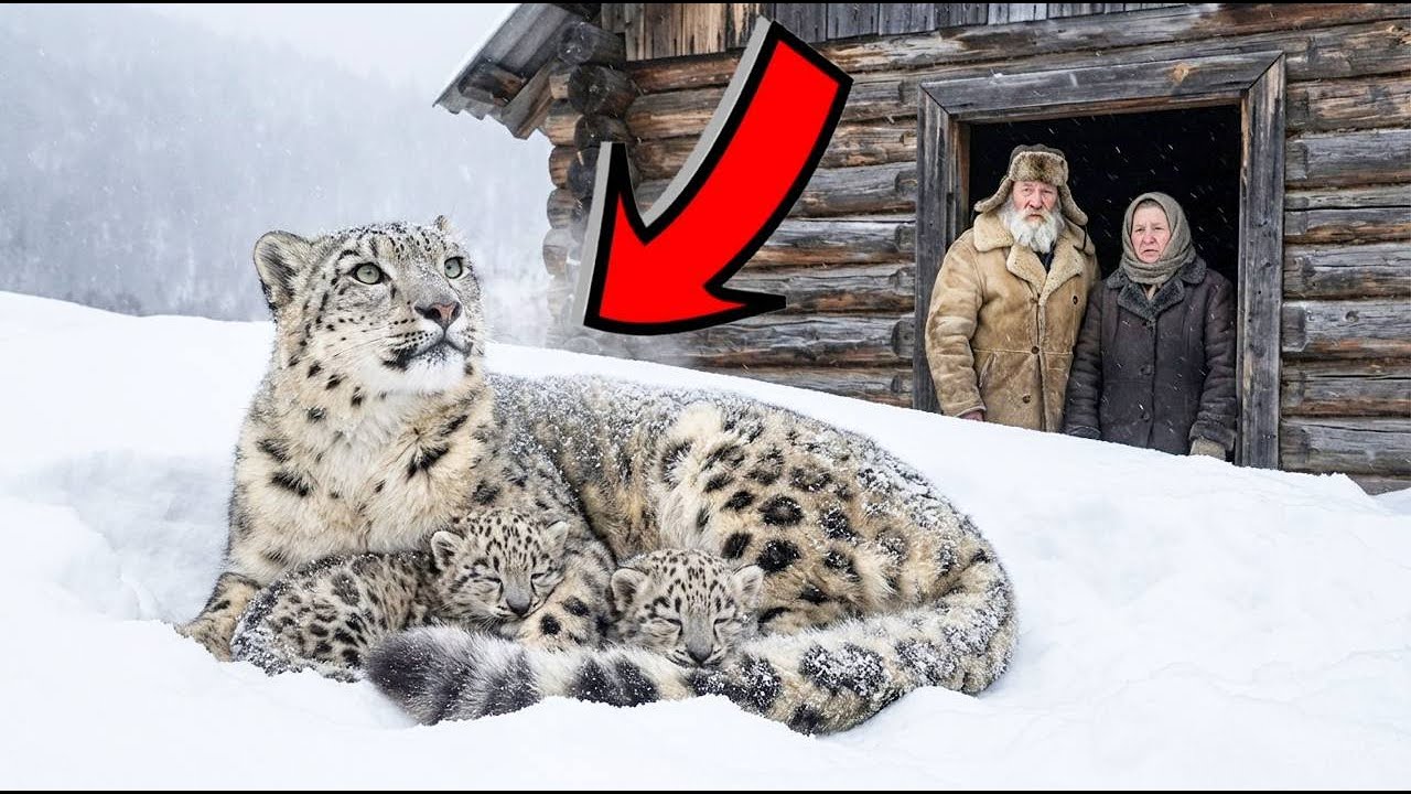 Снежный барс ПРИВЁЛ котят к избе стариков — когда поняли ЗАЧЕМ, не сдержали слёз…