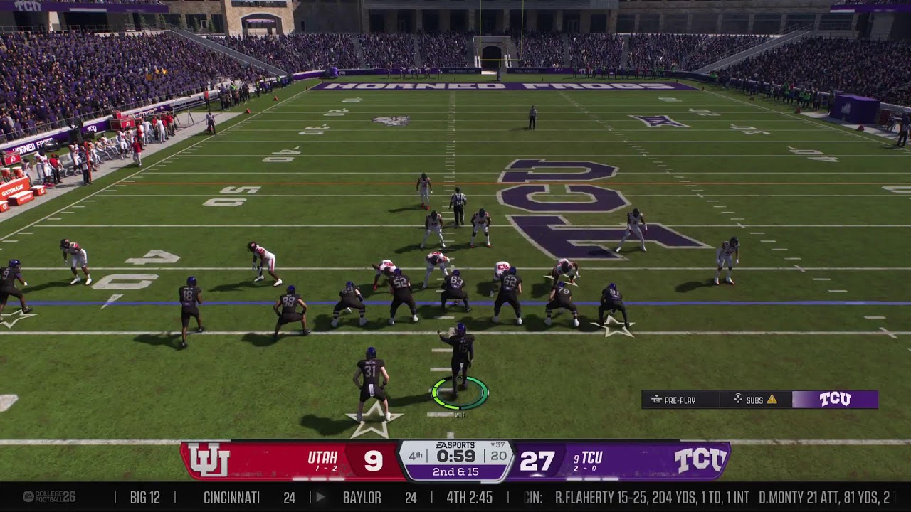 EA College Football 26 Sooner Magic Dynasty 2032 Week 4 TCU vs Utah