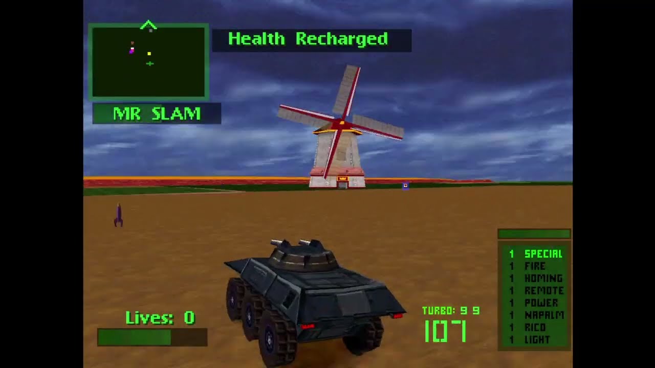 Twisted Metal 2 / Challenge match: Holland / Minion (Infinite Weapons, Homing Napalm)