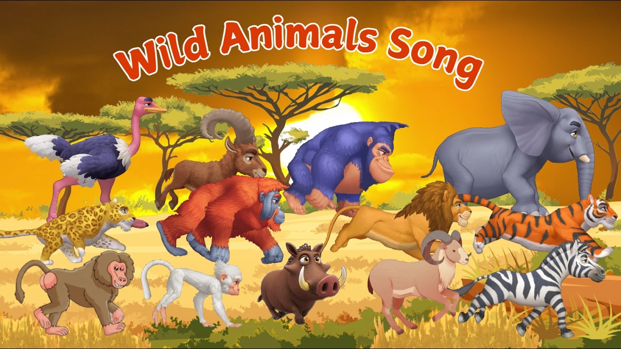 Песенка о диких животных 🐾 Изучаем звуки и названия животных 🦁 Рычание, жужжание, плеск и игра 🎶 ...