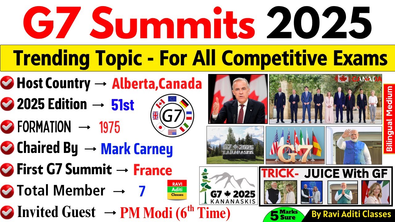 G7 Summit 2025 Current Affairs | Important Summits & Conferences 2025 | G7 Summit 2025 MCQ |