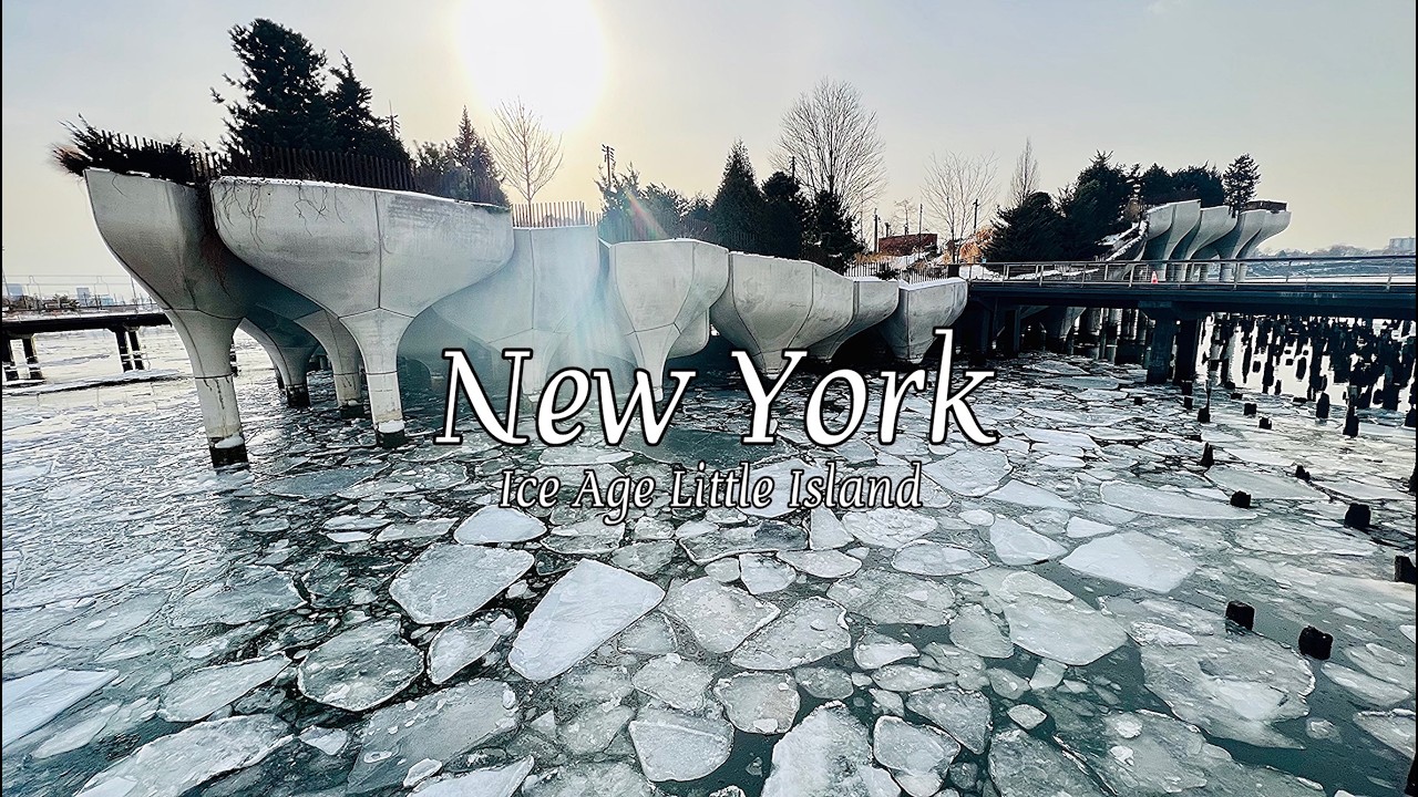 [4K] NYC Extreme Cold Ice Age Walk at Little Island, Meatpacking Dist.