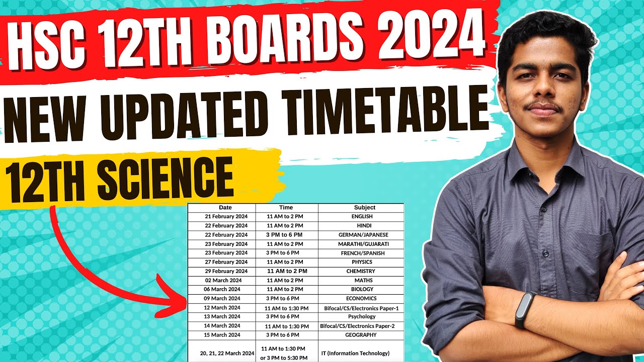 HSC 12th Board Exam 2024 Updated Timetable | Feb 2024 | HSC Science #hscboard2024 #hscboardexam2024