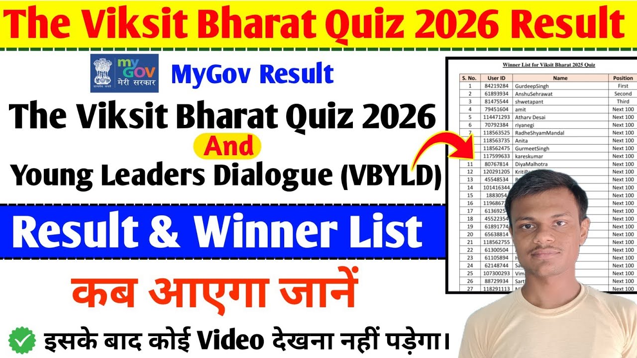 MyGov Result | The Viksit Bharat Quiz 2026 & Young Leaders Dialogue (VBYLD) Result Kab Aayega