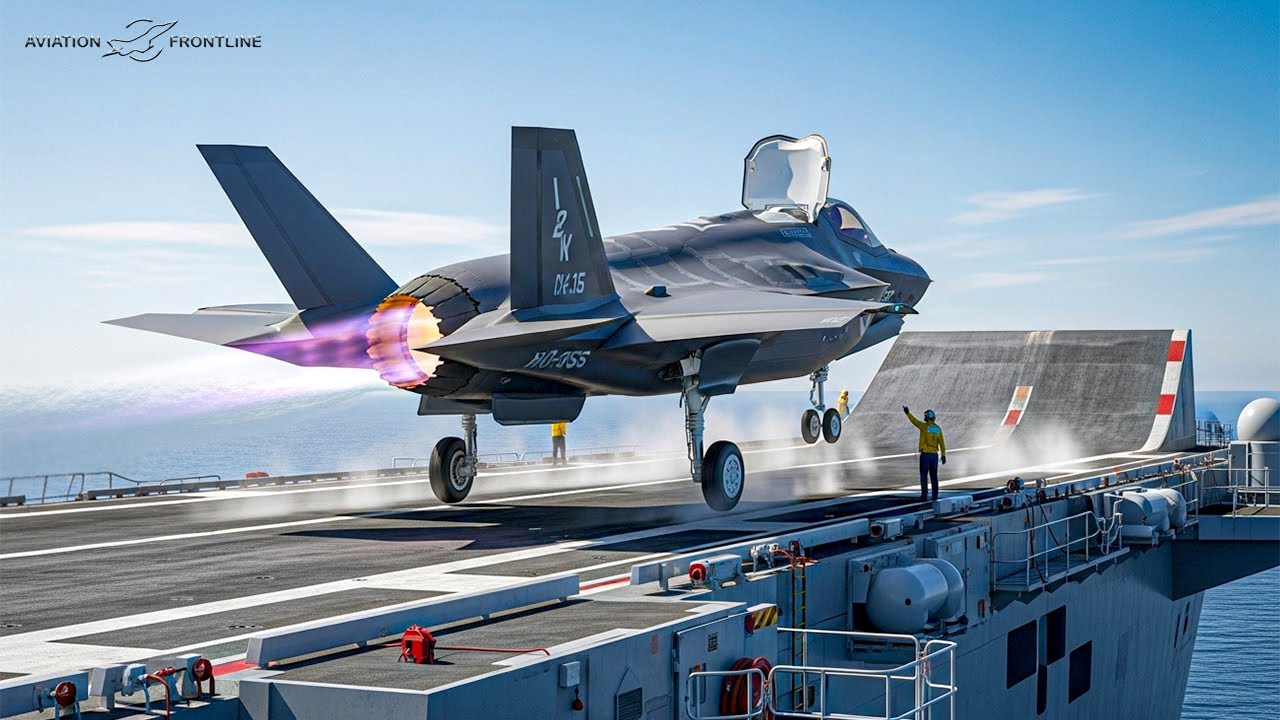 США испытывают истребитель F-35B, взлетающий с авианосца с экстремальным трамплином