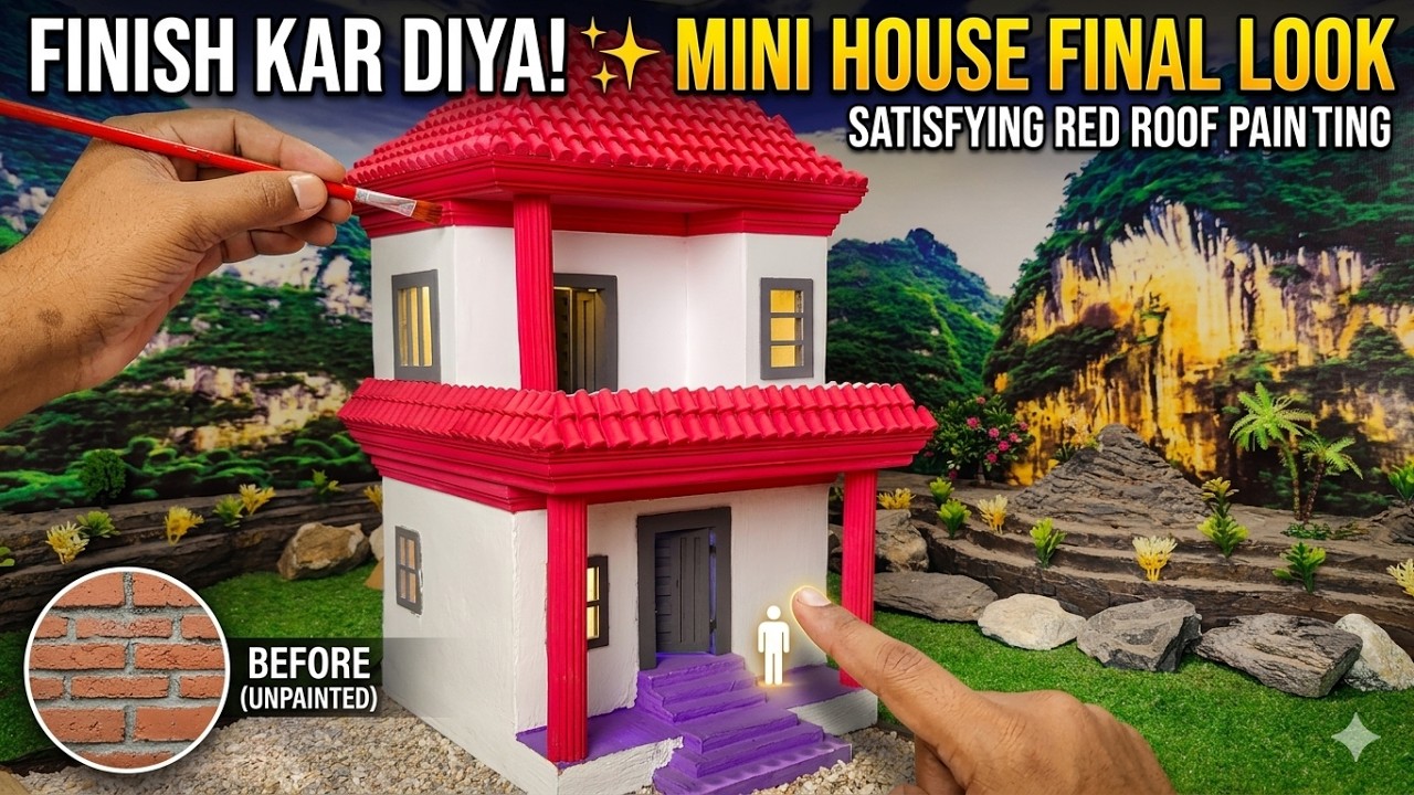 Realistic Model House Pillar & Molding Work with Mini Bricks