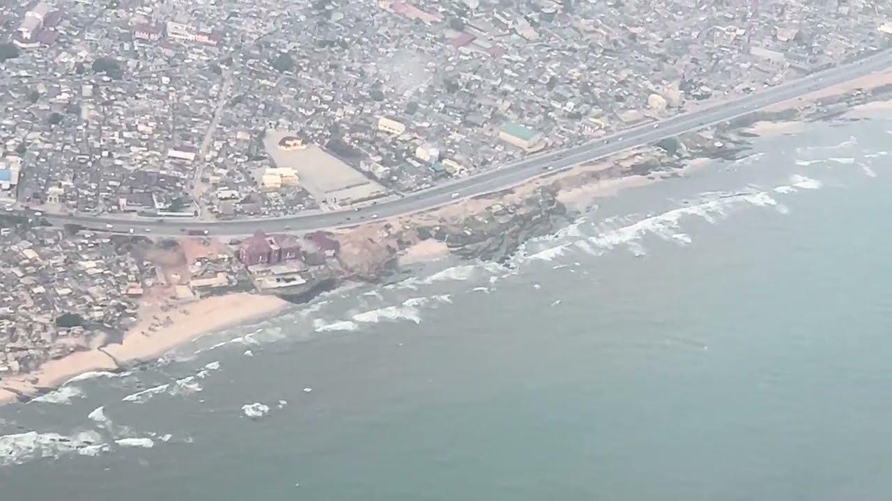 Take of from Accra Airport, above Atlantic Ocean 