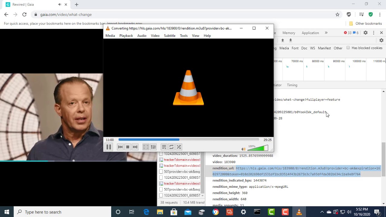 HOW TO DOWNLOAD VIDEOS (.MP4s) FROM -GAIA- USING DEV. BROWSER & VLC